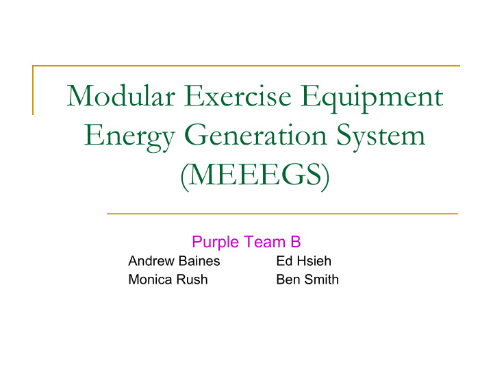 modular exercise equipment energy generation system meeegs