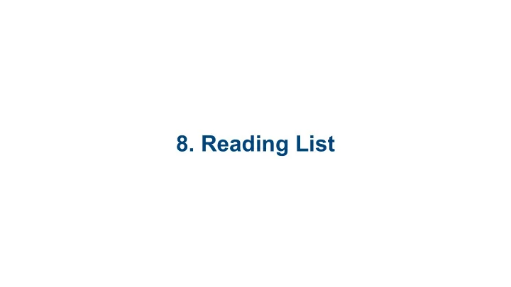 8 reading list we have reviewed many elements of