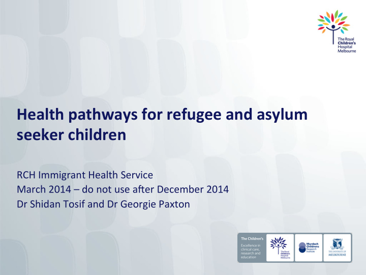 health pathways for refugee and asylum seeker children