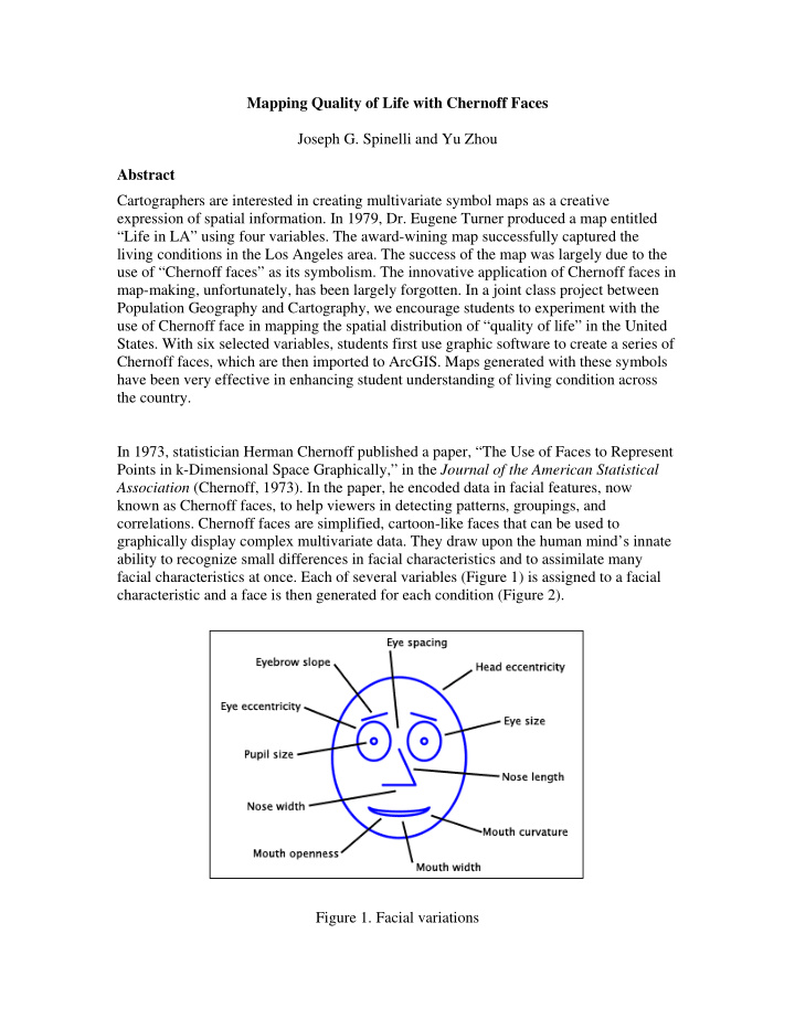 mapping quality of life with chernoff faces joseph g