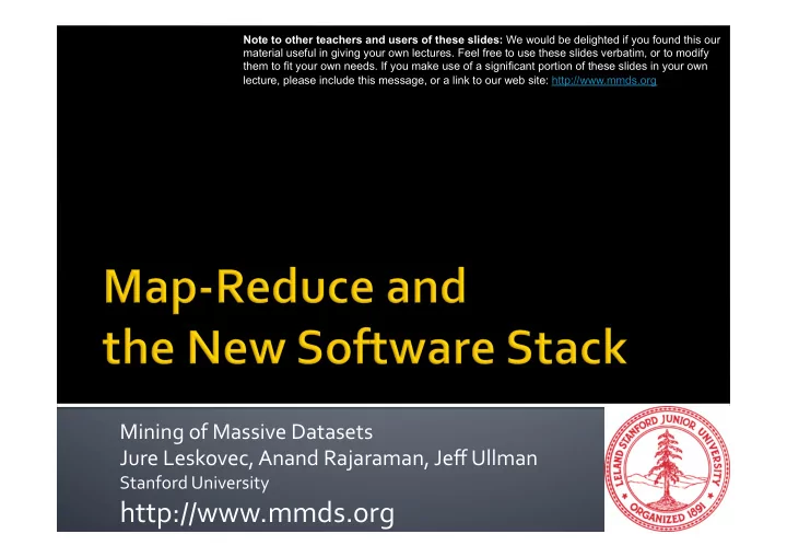 http mmds org much of the course will be devoted to