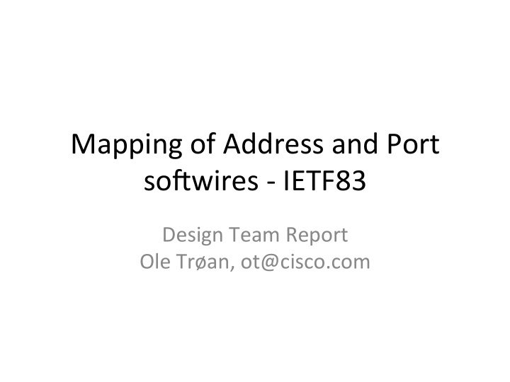mapping of address and port so1wires ietf83