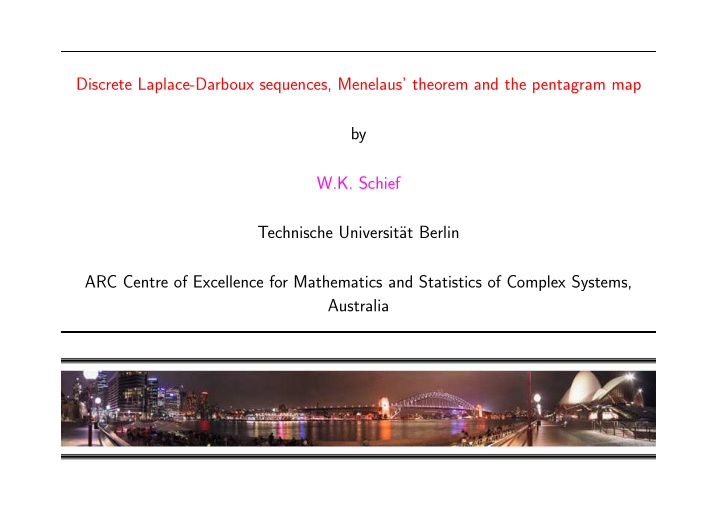 discrete laplace darboux sequences menelaus theorem and