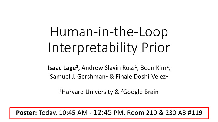 human in the loop interpretability prior