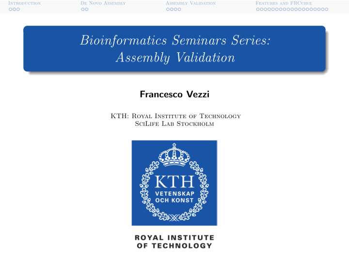 bioinformatics seminars series assembly validation