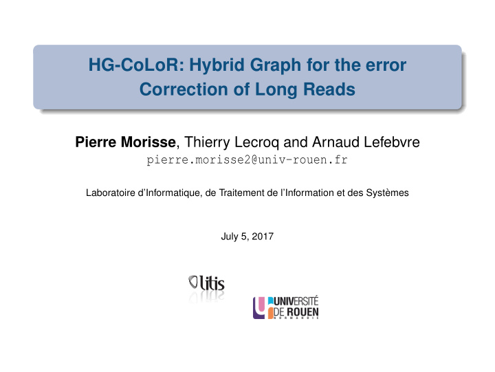 hg color hybrid graph for the error correction of long