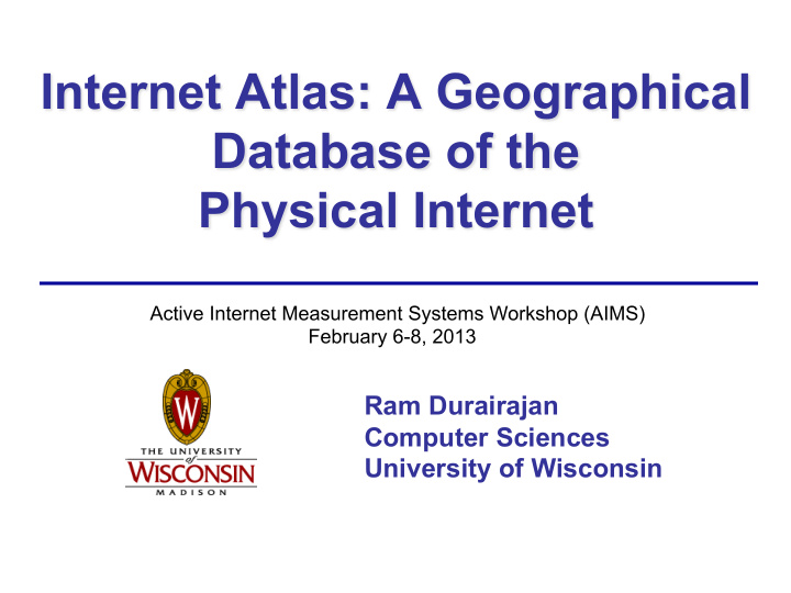 internet atlas a geographical database of the physical