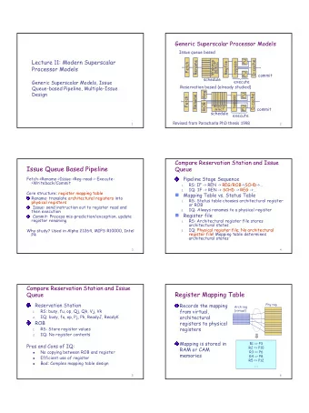 1  Register Renaming Examples  Register Mapping Status  Loop:  Renamed dynamic instructions:  R1