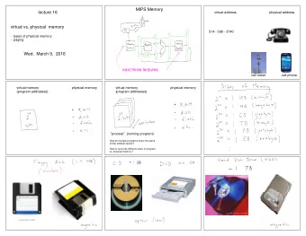 MIPS Memory  lecture 16  virtual address                                   physical address