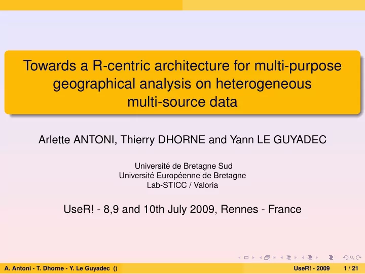 towards a r centric architecture for multi purpose