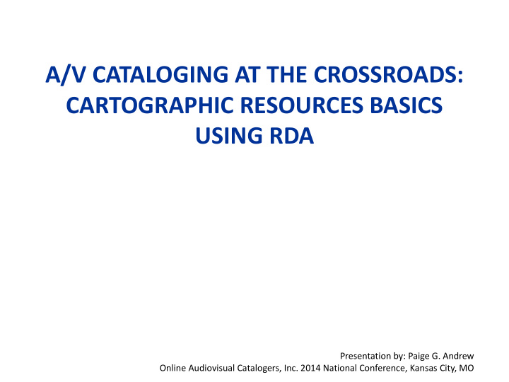 a v cataloging at the crossroads