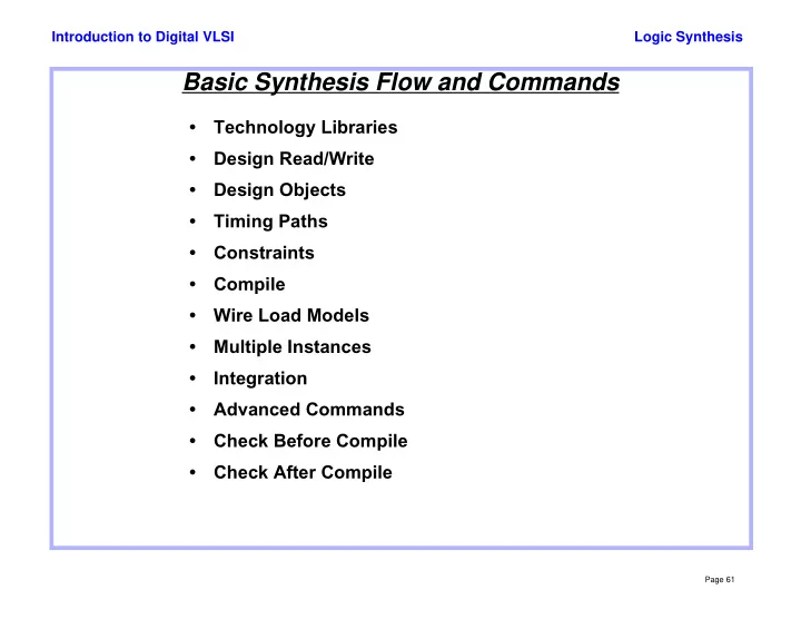 basic synthesis flow and commands