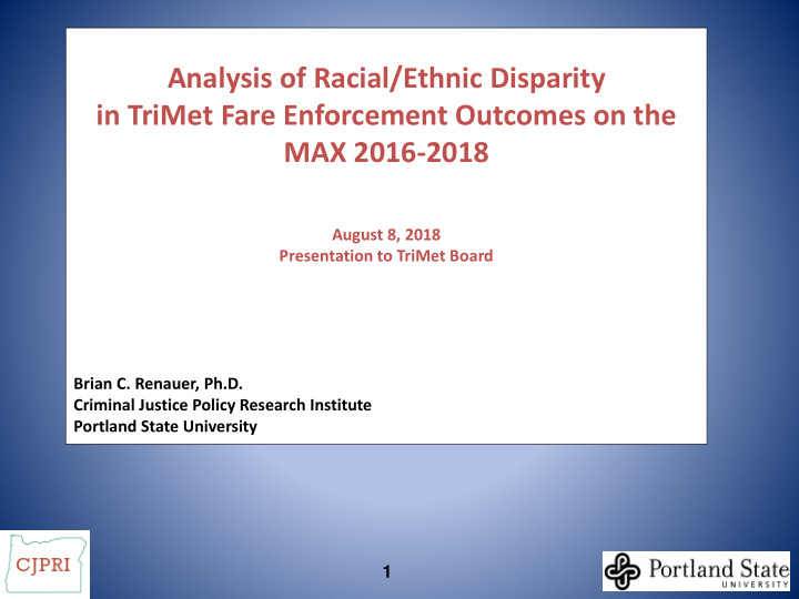 analysis of racial ethnic disparity in trimet fare