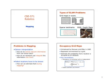 CSE-571  Robotics  Mapping  Sparse landmarks     RGB / Depth Maps  Problems in Mapping  Occupancy