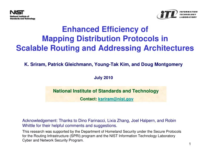 enhanced efficiency of mapping distribution protocols in