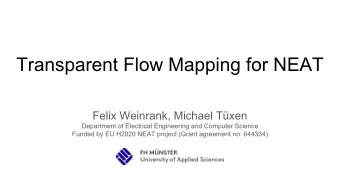 Transparent Flow Mapping for NEAT  Felix Weinrank, Michael Txen  Department of Electrical