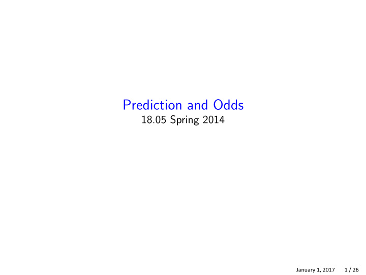 prediction and odds