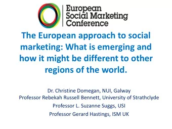 marketing: What is emerging and  how it might be different to other  regions of the world.  Dr.