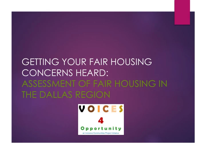 getting your fair housing