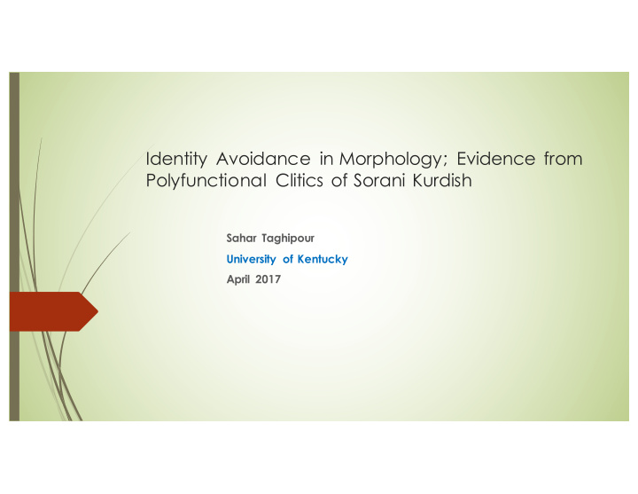 identity avoidance in morphology evidence from