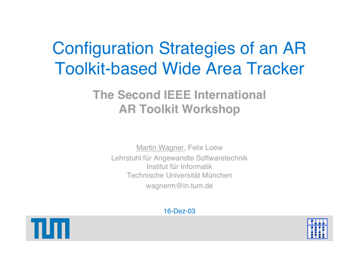 configuration strategies of an ar toolkit based wide area