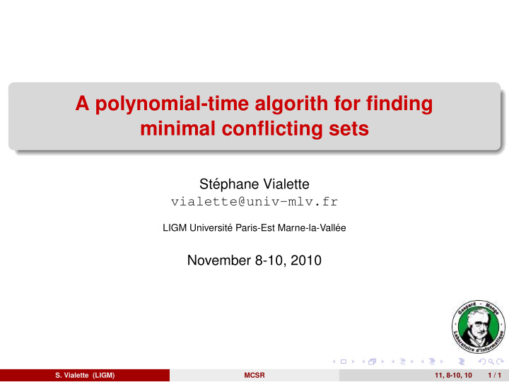 a polynomial time algorith for finding minimal
