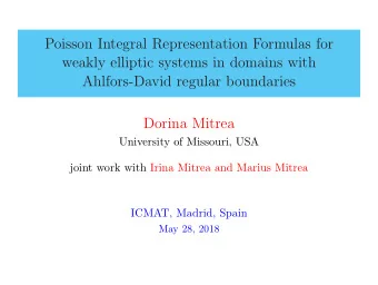 Poisson Integral Representation Formulas for  weakly elliptic systems in domains with