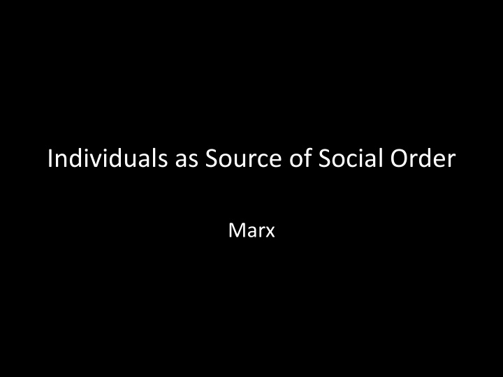 individuals as source of social order
