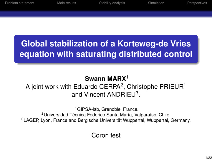 global stabilization of a korteweg de vries equation with
