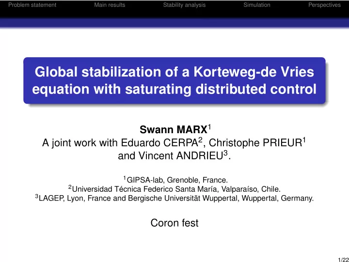 global stabilization of a korteweg de vries equation with