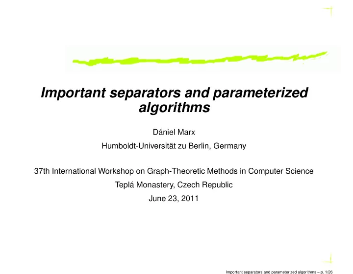important separators and parameterized algorithms