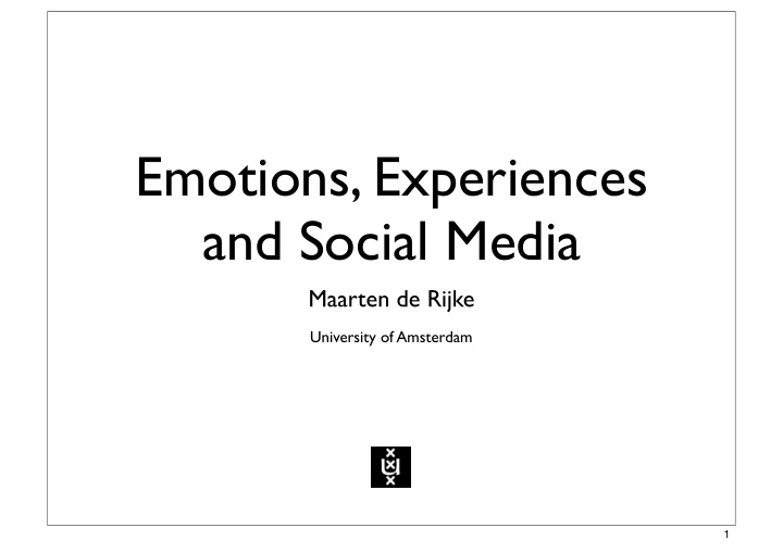 emotions experiences and social media