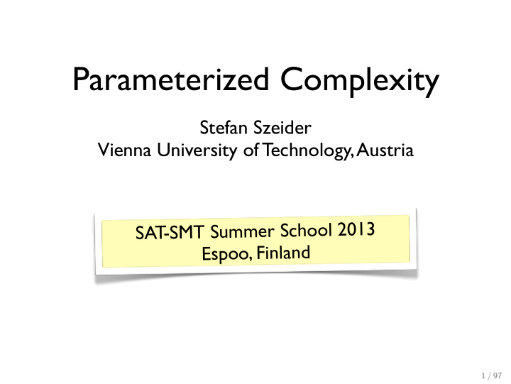parameterized complexity