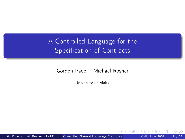 a controlled language for the specification of contracts
