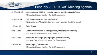 February 7, 2019 CAC Meeting Agenda  12:00  12:25 Introductions, 2018 Accomplishments, and