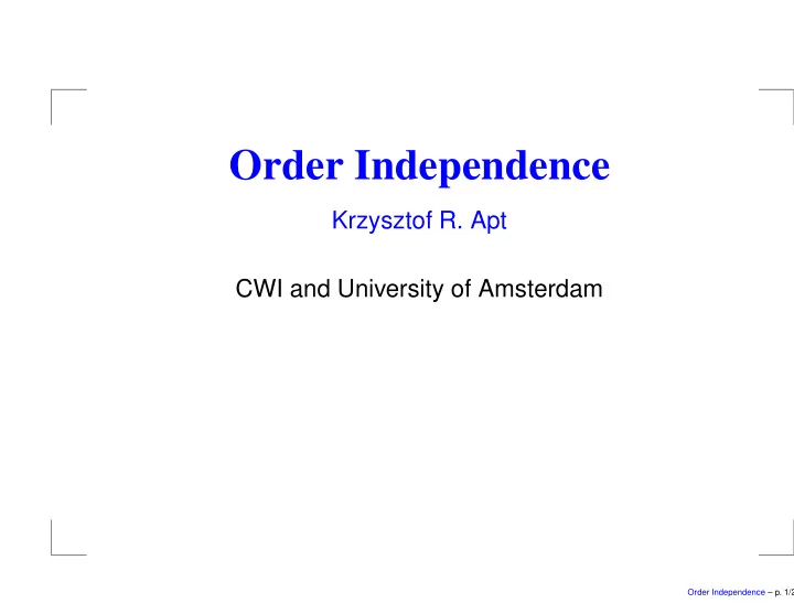 order independence