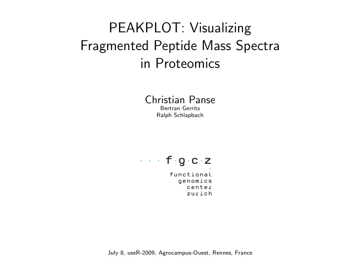peakplot visualizing fragmented peptide mass spectra in