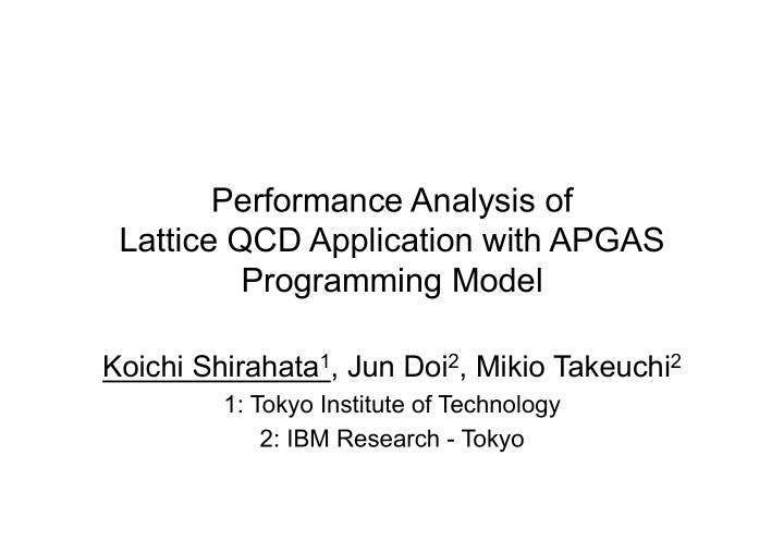 performance analysis of lattice qcd application with