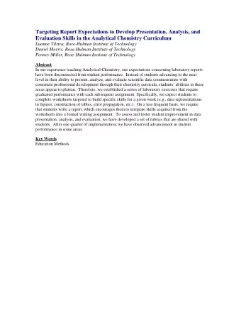 Targeting Report Expectations to Develop Presentation, Analysis, and  Evaluation Skills in the