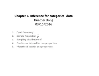 Chapter 6  Inference for categorical data  Huamei Dong  03/15/2016  1.  Quick Summary  2.  Sample