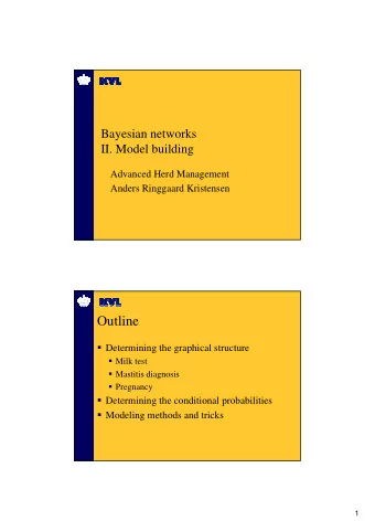 Outline  Determining the graphical structure  Milk test  Mastitis diagnosis  Pregnancy