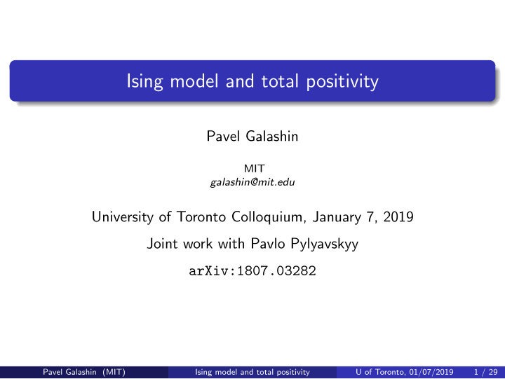 ising model and total positivity