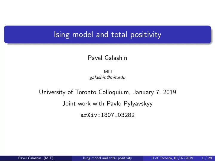 ising model and total positivity