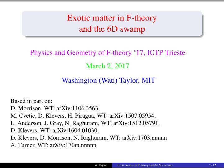 exotic matter in f theory and the 6d swamp