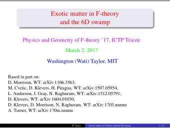 Exotic matter in F-theory  and the 6D swamp  Physics and Geometry of F-theory 17, ICTP Trieste