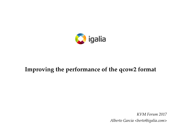 improving the performance of the qcow2 format