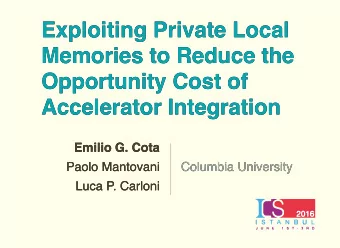 Exploiting Private Local  Exploiting Private Local  Memories to Reduce the  Memories to Reduce the