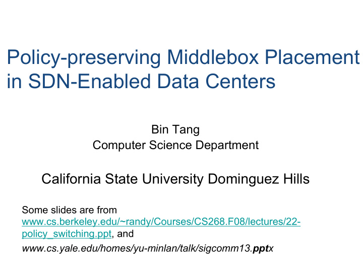 policy preserving middlebox placement in sdn enabled data