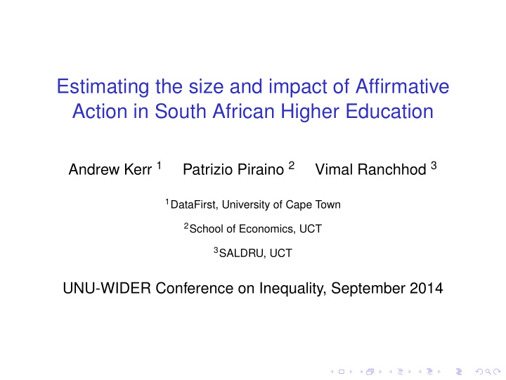 estimating the size and impact of affirmative action in