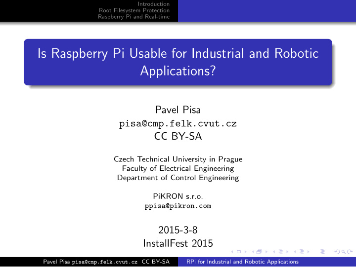 is raspberry pi usable for industrial and robotic